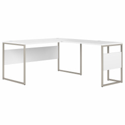 Bush Business Furniture Hybrid 60W x 30D L Shaped Table Desk with Metal Legs HYB027WH