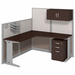 Bush Business Furniture Office in an Hour 65W x 65D L Shaped Cubicle Workstation with Storage WC36894-03STGK