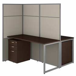 Bush Business Furniture Easy Office 60W 2 Person Cubicle Desk with File Cabinets and 66H Panels EODH46SMR-03K