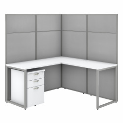 Bush Business Furniture Easy Office 60W L Shaped Cubicle Desk with File Cabinet and 66H Panels EODH36SWH-03K