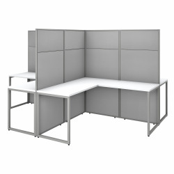 Bush Business Furniture Easy Office 60W 4 Person L Shaped Cubicle Desk Workstation with 66H Panels EODH760WH-03K