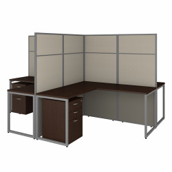 Bush Business Furniture Easy Office 60W 4 Person L Shaped Cubicle Desk with Drawers and 66H Panels EODH76SMR-03K