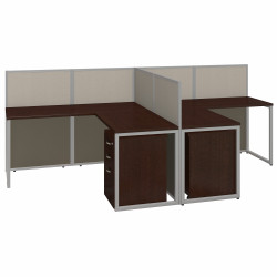 Bush Business Furniture Easy Office 60W 2 Person L Shaped Cubicle Desk with Drawers and 45H Panels EOD560SMR-03K