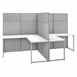 Bush Business Furniture Easy Office 60W 2 Person L Shaped Cubicle Desk Workstation with 66H Panels EODH560WH-03K