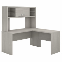 Office by kathy ireland® Echo L Shaped Desk with Hutch in Gray Sand ECH031GS