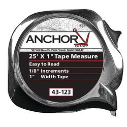 Easy to Read Tape Measure, 1 in x 25 ft, Chrome