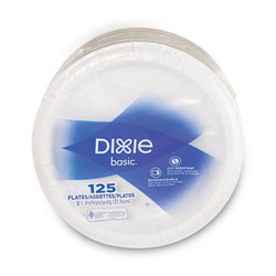 Dixie® Paper Dinnerware, Plates, White, 8.5" Dia, 125/pack DBP09W