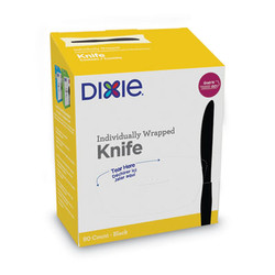 Dixie® Grab'n Go Wrapped Cutlery, Knives, Black, 90/box, 6 Box/carton KM5W540