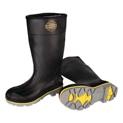 XTP PVC Steel Toe Knee Boots, 15 in H, Size 13, Black/Gray/Yellow