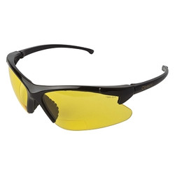 V60 30-06 Rx Readers Prescription Safety Glasses, Amber Polycarbonate Lens, Hardcoated, Black, Nylon, +2.0