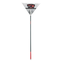 Steel Leaf Rake, 24 Tines, 51 in Straight Fiberglass Handle with Cushion End Grip