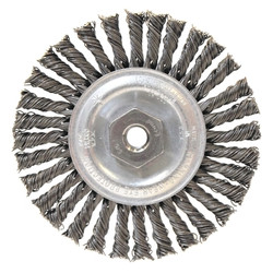 Narrow Face Stringer Bead Wheel Brush, 4 D x 3/16 W, 0.02 Carbon Steel, 3/8 - 24