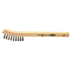 Inspection Brushes, 2 x 9 Rows, Stainless Steel, 8 3/4 in L, Bent Wood Handle