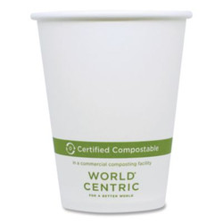 World Centric® Paper Hot Cups, 8 oz, White, 1,000/Carton CU-PA-8
