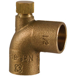 NIBCO 1/2 In. CxC 90 Deg. Copper Drain Elbow w/Cap (1/4 Bend) BF0050LC