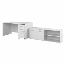 Bush Business Furniture Studio C 60W x 30D Office Desk with Storage Return and Mobile File Cabinet STC042WHSU