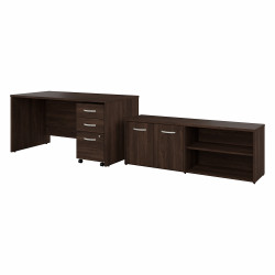 Bush Business Furniture Studio C 60W x 30D Office Desk with Storage Return and Mobile File Cabinet STC042BWSU