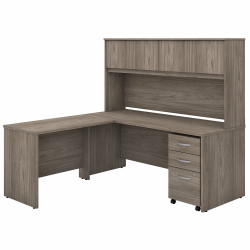 Bush Business Furniture Studio C 72W x 30D L Shaped Desk with Hutch, Mobile File Cabinet and 42W Return STC006MHSU