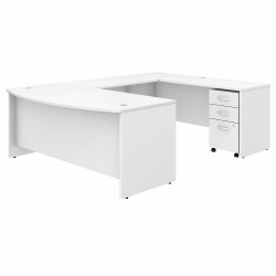 Bush Business Furniture Studio C 72W x 36D U Shaped Desk with Mobile File Cabinet STC004WHSU