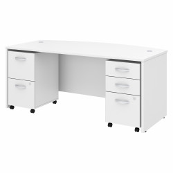 Bush Business Furniture Studio C 72W x 36D Bow Front Desk with Mobile File Cabinets STC012WHSU