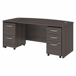 Bush Business Furniture Studio C 72W x 36D Bow Front Desk with Mobile File Cabinets STC012SGSU