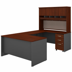 Bush Business Furniture Series C 60W U Shaped Desk with Hutch and Mobile File Cabinet SRC149HCSU