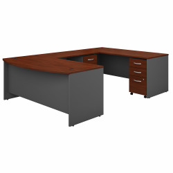 Bush Business Furniture Series C 72W x 36D Bow Front U Shaped Desk with Mobile File Cabinets SRC043HCSU