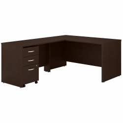 Bush Business Furniture Series C 60W L Shaped Desk with 3 Drawer Mobile File Cabinet SRC146MRSU