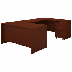 Bush Business Furniture Series C 60W U Shaped Desk with 3 Drawer Mobile File Cabinet SRC148MASU