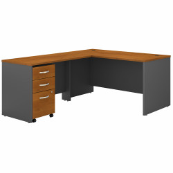 Bush Business Furniture Series C 60W L Shaped Desk with 3 Drawer Mobile File Cabinet SRC146NCSU