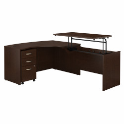Bush Business Furniture Series C 60W x 43D Right Hand 3 Position Sit to Stand L Shaped Desk with Mobile File Cabinet SRC128MRSU