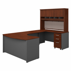 Bush Business Furniture Series C 60W Right Handed Bow Front U Shaped Desk with Hutch and Storage SRC092HCSU