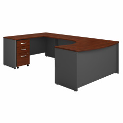 Bush Business Furniture Series C 60W Left Handed Bow Front U Shaped Desk with Mobile File Cabinet SRC090HCSU