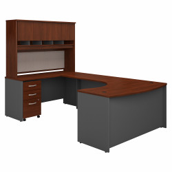 Bush Business Furniture Series C 60W Left Handed Bow Front U Shaped Desk with Hutch and Storage SRC093HCSU