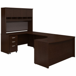 Bush Business Furniture Series C 60W Left Handed Bow Front U Shaped Desk with Hutch and Storage SRC093MRSU