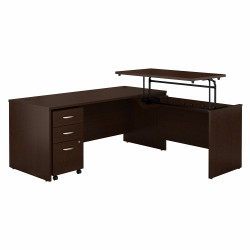 Bush Business Furniture Series C 72W x 30D 3 Position Sit to Stand L Shaped Desk with Mobile File Cabinet SRC125MRSU