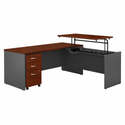 Bush Business Furniture Series C 72W x 30D 3 Position Sit to Stand L Shaped Desk with Mobile File Cabinet SRC125HCSU