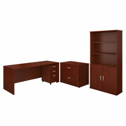 Bush Business Furniture Series C 72W Office Desk with Bookcase and File Cabinets SRC097MASU
