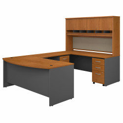 Bush Business Furniture 72W Bow Front U Shaped Desk with Hutch and Storage SRC095NCSU