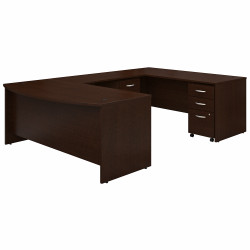 Bush Business Furniture Series C 72W x 36D Bow Front U Shaped Desk with Mobile File Cabinets SRC043MRSU