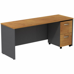 Bush Business Furniture Series C Desk Credenza with 2 Drawer Mobile Pedestal SRC030NCSU