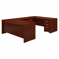Bush Business Furniture Series C 72W x 36D Bow Front U Shaped Desk with Mobile File Cabinets SRC043MASU