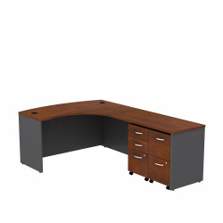 Bush Business Furniture Series C Bow Front Right Handed L Shaped Desk with 2 Mobile Pedestals SRC034HCRSU