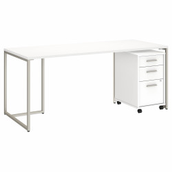 Office by kathy ireland® Method 72W Table Desk with 3 Drawer Mobile File Cabinet MTH014WHSU