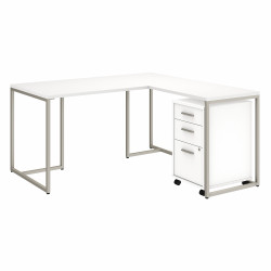 Office by kathy ireland® Method 60W L Shaped Desk with 30W Return and Mobile File Cabinet MTH005WHSU