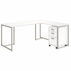 Office by kathy ireland® Method 72W L Shaped Desk with 30W Return and Mobile File Cabinet MTH018WHSU