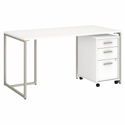 Office by kathy ireland® Method 60W Table Desk with 3 Drawer Mobile File Cabinet MTH001WHSU