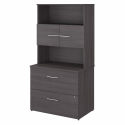 Bush Business Furniture Office 500 36W 2 Drawer Lateral File Cabinet with Hutch OF5007SGSU