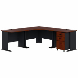 Bush Business Furniture Series A 84W x 84D Corner Desk with Mobile File Cabinet SRA041HCSU