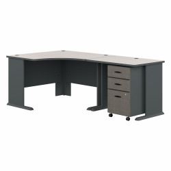 Bush Business Furniture Series A 48W Corner Desk with 36W Return and Mobile File Cabinet SRA005SLSU
